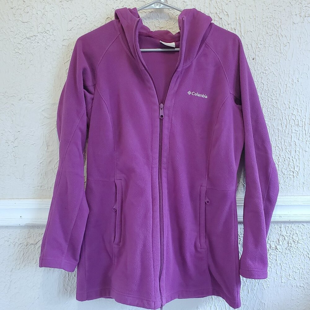 Winter Sale! Columbia Full Zip Tunic Length Polar Fleece Hoodie, Purple, W Med